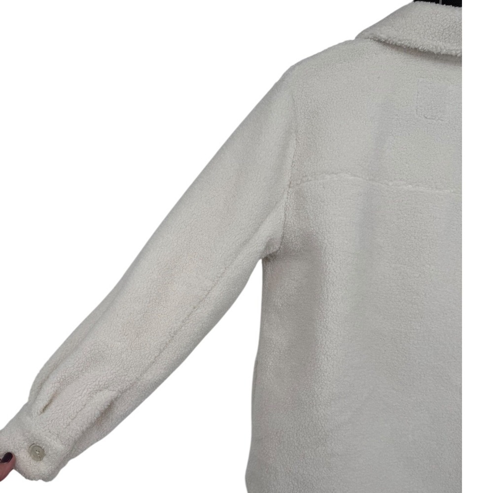 Abercrombie Fitch Women's Sherpa Fleece Shirt Jacket Shacket Cream Size Small - Picture 12 of 13